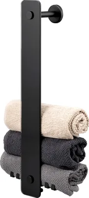 Image de Série pour salle de bains PIAZZA BLACK de bremermann - Porte-serviettes en verre 2 en 1, en verre noir et acier inoxydable noir mat