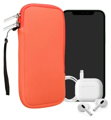 Produktbild von kwmobile Neopren Handytasche für Smartphones XXL - 7" - Handy Tasche mit Reißverschluss - Handyhülle universal Neon Koralle