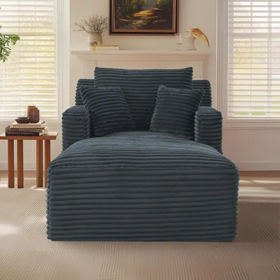Produktbild von AIORBER Modernes Cord Chaiselongue Sofa, Bequemes Relaxsessel & Schlafsofa ohne Montage, platzsparend für Wohnzimmer, Büro & Apartment, Dunkelgrau