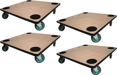 Produktbild von Mega Deal 4x Profi Transportroller HERCULES | BxT 50x50 cm | Traglast 150 kg | 4 Gummirollen & Griff | Sperrholzplatte | Rollbrett für Möbel Möbelroller Transporthilfe für Umzug Pflanzen Werkstatt