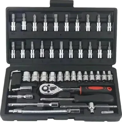 Immagine prodotto di Set di attrezzi per la riparazione dell'auto, 46 pezzi, set di chiavi a bussola versatile, nero