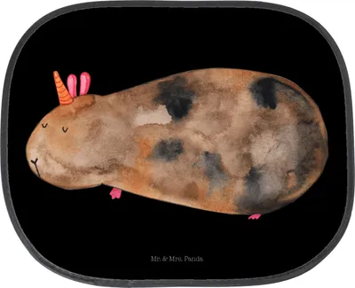 Produktbild von Mr. & Mrs. Panda Sonnenschutz Auto Einhorn Meerschweinchen - Schwarz - Geschenk, Meerschwein, saugnapf, Hitzeschutz, Einhörner, Sonnenblende, Autoscheiben, Unicorn