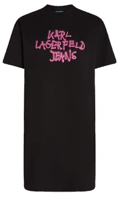 Produktbild von Karl Lagerfeld Jeans Damen T-Shirt-Kleid mit Graffiti-Print, Schwarz, Größe S