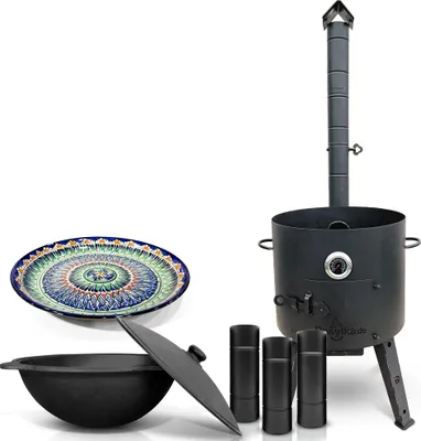 Produktbild von Feuerofen Ø 44 cm 2 mm Stahl Utschak Uchag mit Usbekische Kazan 16 L Казан Lagan