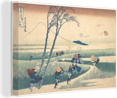 Produktbild von OneMillionCanvasses® - Leinwandbilder - 140x90 cm, Ejiri in der Provinz Suruga - Gemälde von Katsushika Hokusai, Wandbilder Kunstdruck Wanddekoration