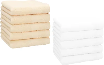 Produktbild von Betz 10 Stück Seiftücher 30x30 cm PREMIUM 100% Baumwolle Farbe: beige und weiß