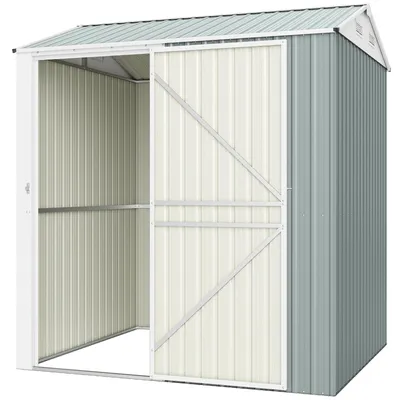 Zdjęcie produktu dla Szkatuł na narzędzia, stal ocynkowana, metalowy, zamykany na klucz, dach dwuspadowy, jasnoszary | 24,5 kg | 3,5 m² | 209 x 177 x 236 cm