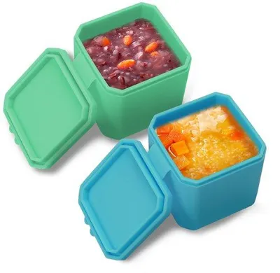 Image de Petite boîte à goûter en silicone avec couvercle, récipient pratique pour la vinaigrette