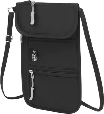 Immagine prodotto di Custodia antifurto per passaporto e tasche per documenti e cellulare, ideali per la palestra, il tragitto quotidiano, le attività all'aperto, le gite in famiglia, le passeggiate in città e lo shopping