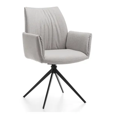 Obrázek produktu pro Jídelní židle NEW HOME PRATO Čalouněná obývací židle z tkané látky - světle šedá - Moderní nábytek v glamour stylu