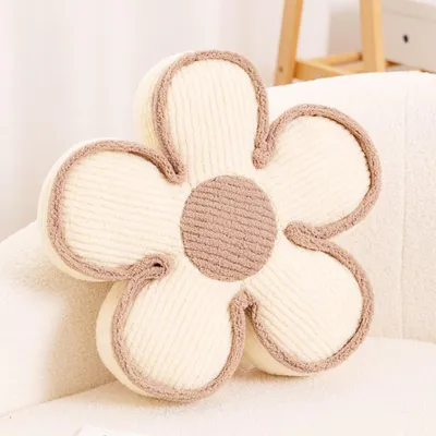 Productafbeelding van Bloemkussen 33,7 cm, pluche, voor bank of bed, ivoor, sierkussen