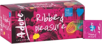 Image de Préservatifs Adore Pleasure avec cannelures 144 pièces