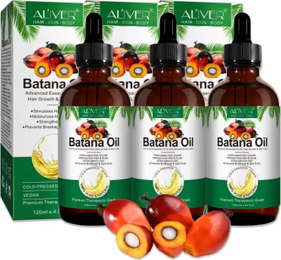 Image de Huile Batana pour la croissance des cheveux Soin capillaire visage peau ongles Bio Vegan, 3x 120ml
