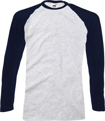 Immagine prodotto di Fruit of the Loom - Maglietta da uomo - Baseball a maniche lunghe RW9784 (S) (Grigio/Blu)