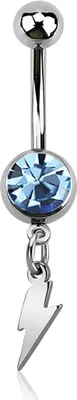 Produktbild von Bauchnabelpiercing Blitz Lightning Zirkonia Kristall Autiga® silber-hellblau 10 mm