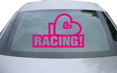 Produktbild von Indigos UG - Aufkleber Heckscheibe & Motorklappe DE2895 - pink - 600x399 mm - I Love Racing - Fisch - Auto Scheiben Fenster Heckklappe Tuning Racing JDM - Die cut