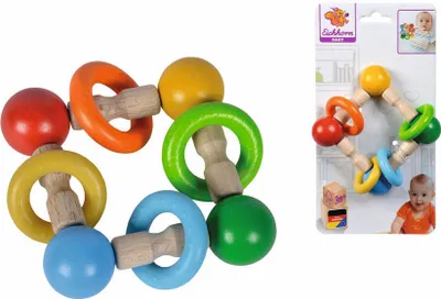 Immagine prodotto di Eichhorn Baby Greifling mit Ringen, Beißring, Kauring, Motorikspielzeug, Motorik Spielzeug, Holzspielzeug, 100017048