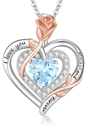 Productafbeelding van Halsketting dames, dubbel hart, roos, bloem, 925 sterling zilver, rosé goud/zilverkleurig