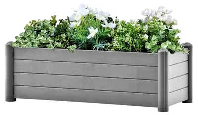 Produktbild von Garten-Hochbeet Steingrau 100x43x35 cm, Palettenrahmen, Hochteich, Gemüsebeet, Kräuterregal Balkon, Blumenbeet, Kräuterspirale, Tomatenbeet, Pflanzhochbeet