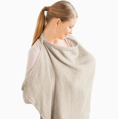 Produktbild von Stilltuch für Unterwegs,75*95cm Atmungsaktive Baumwolle Stilltuch,Verstellbare Schultergurte Stillschal Hellbraun