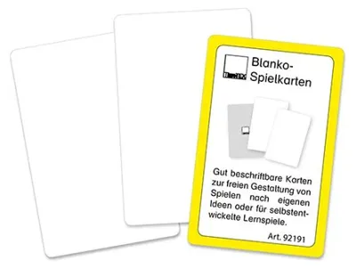 Produktbild von TimeTEX Blanko-Spielkarten im Etui, beidseitig weiß