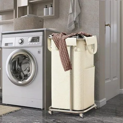Produktbild von Schmale Wäschelösung mit Rädern und abnehmbarer Tasche