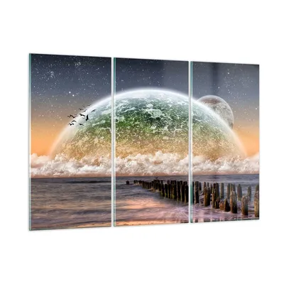 Produktbild von Bilder auf glas - Abstraktion Planet Erde Globus - 105x70cm - Glasbilder - Wandbilder - Kunstdruck - zum Aufhängen bereit - Wanddekoration aus Glas - Glas Bilder - Wandbild auf Glas - GCE105x70-0353