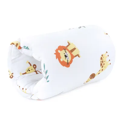 Obrázok produktu pre Vankúš na dojčiaci vankúšik malý 26 cm x 16 cm - mini detský bavlnený vankúšik na ruku pri dojčení a podávaní fliaš na cestách safari biely
