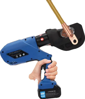 Produktbild von Hydraulische Crimpzange, 18V, 4 Ah Akku, 120 KN Crimpkraft, Crimpbereich 16-400 mm², 42 mm Hubhöhe