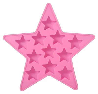 Productafbeelding van IJsblokjesvorm, vijfpuntsster, siliconen, roze, 16x17x1,5 cm