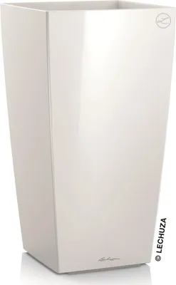 Zdjęcie produktu dla Donica Doniczka Lechuza Do Domu Na Taras CUBICO Premium 22/22/41 biały połysk
