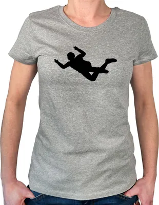 Produktbild von Huuraa Damen T-Shirt Skydiving Silhouette XL Sport Grey Bio Baumwolle Fairtrade Damenshirt Geschenkidee