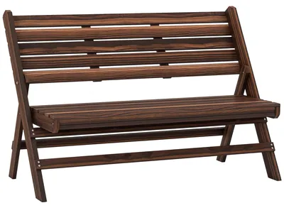 Produktbild von Outsunny Gartenbank 2-Sitzer Sitzbank Holzbank bis 250 kg belastbar, Verkohlt