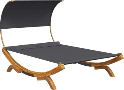 Produktbild von vidaXL Sonnenliege mit Dach 165x203x126 cm Bugholz Massiv Anthrazit