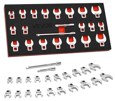 Image de Ensemble de clés à douille VEVOR, entraînement de 3/8 de pouce, 22 pièces, tailles métriques et SAE, acier allié Cr-Mo, marquages de taille sur les clés, idéal pour l'entretien ou la réparation automobile