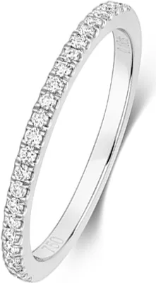 Produktbild von 18 Karat (750) Weißgold Halb Eternity Diamant Trauring/Ehering/Hochzeitsring Brillant-Schliff 0.19 Karat GH - SI2, 54 (17.2); TRS3687418KWRSN