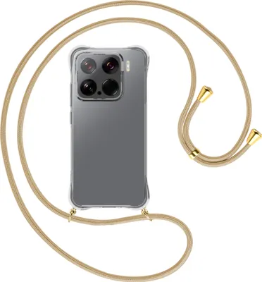 Produktbild von Handykette Backcover-Schutzhülle mit Band (Metall goldfarben) für Xiaomi 15 5G - caramel