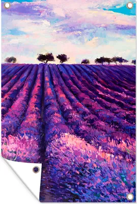 Produktbild von MuchoWow® 80x120 cm Outdoor-Poster Gartendeko Sichtschutz Garten Poster für den Garten  Ölfarbe - Malerei - Blumen