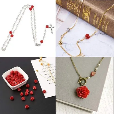 Productafbeelding van Dailygoods - Roos Kralen - Cinnabar Kralen 10mm - Bloem Kralen - Sieraden Maken - Decoratie - Valentijnsdag - Bruiloft Versiering