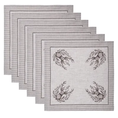Image de Clayre & Eef Serviettes Coton Set de 6 40x40 cm Beige Coton Hirsch