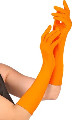Immagine prodotto di Guanti da donna lunghi accessorio per costume arancione neon - taglia unica
