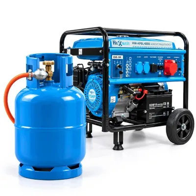 Productafbeelding van Stroomgenerator HEXWELT 5500 W benzine LPG 230/400 V AVR elektrische start HW-APBL-6500
