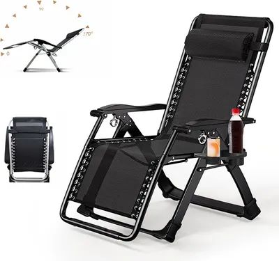 Obrázek produktu pro (Black ) Skládací lehátko s nastavitelným opěradlem - Zahradní lehátko Relaxační lehátko na balkon terasu pláž