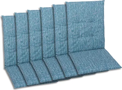 Produktbild von GO-DE Textil, Sesselauflage Mittellehner, 6er-Set, Farbe: blau, Maße ca.: 108 cm x 48 cm x 5 cm