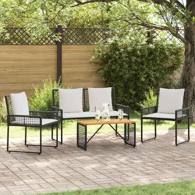 Imagen del producto de Maison Exclusive - Juego de muebles de jardín, 4 piezas, color y crema