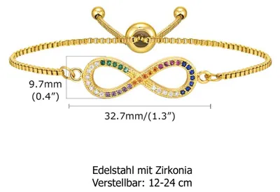 Produktbild von Infinity Armband: Unendlich Armkette Edelstahl Gold
