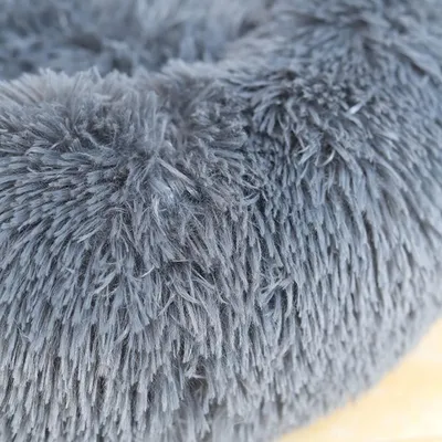 Image de Lit rond pour chats et chiens, en peluche, diamètre de 38 cm, avec fond antidérapant, pour petits animaux de compagnie