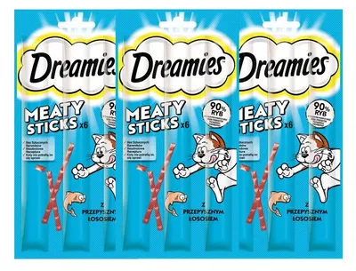 Produktbild von Dreamies Meaty Sticks 3x30g Ergänzungsfuttermittel für ausgewachsene Katzen Lachs-Sticks