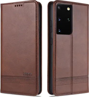 Produktbild von LaimTop LederHülle für Samsung S21 Ultra 5G, Klapphüllen Brieftasche Magnetverschluss Ständer Schutzhülle für Samsung Galaxy S21 Ultra 5G Kaffee