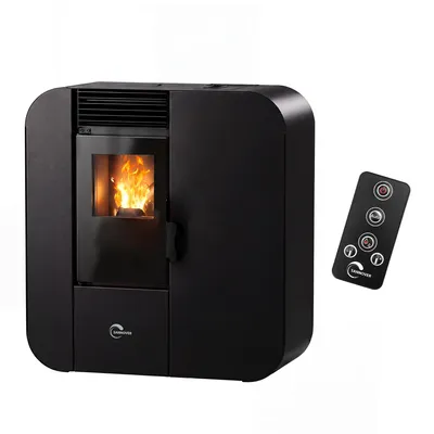 Zdjęcie produktu dla Pelletofen Slim Astral, czarny, 13,8 kW, Sannover, Obraz wygenerowany przez AI